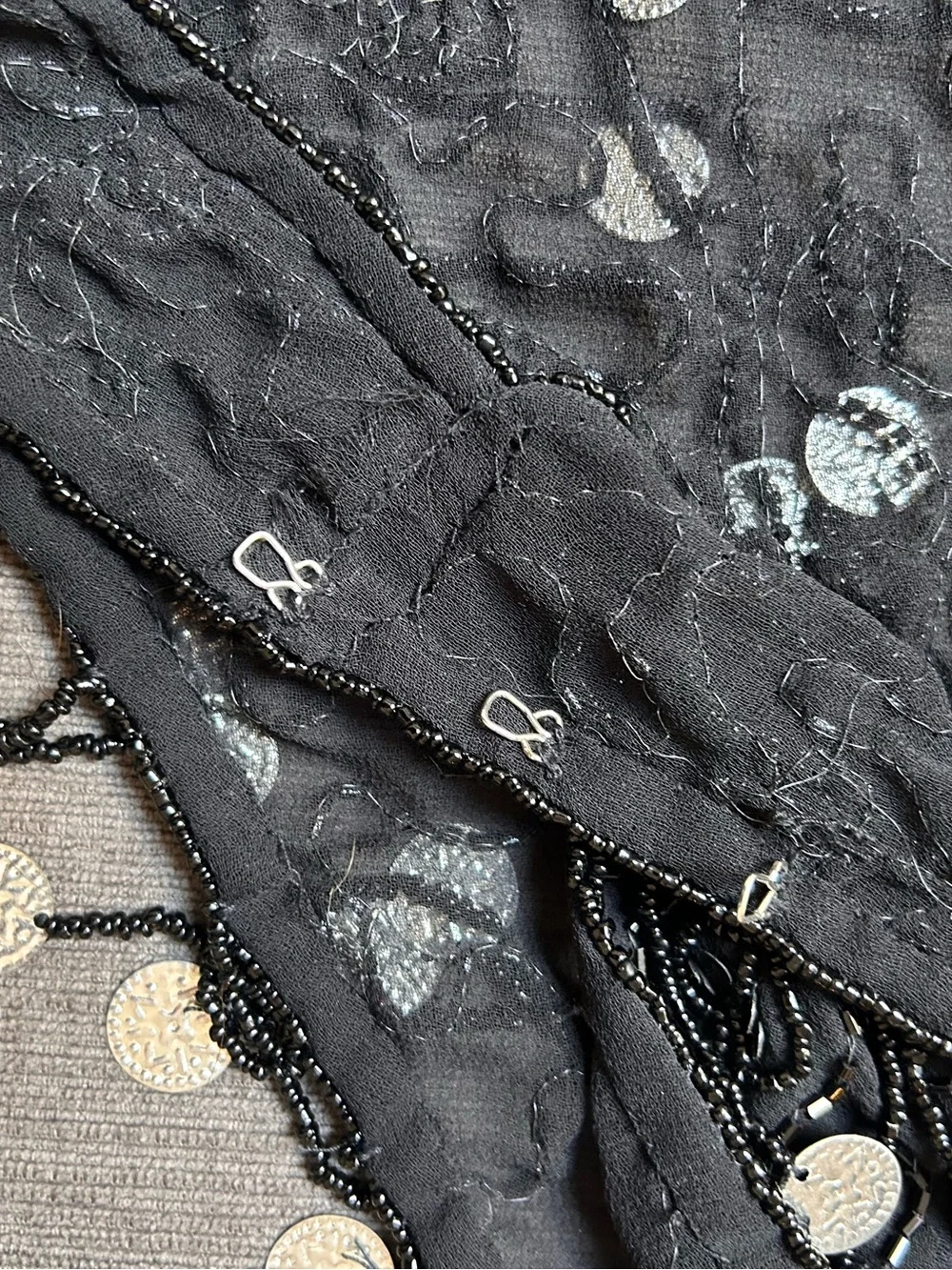 Vintage beaded belly dance hip scarf Made in India